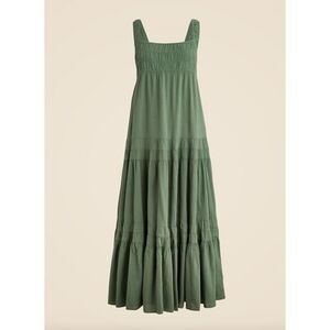 J.Crew Airy Gauze Tiered Maxi Dress Green